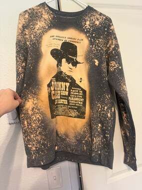 Johnny Cash Show Paramount Theatre Asbury Park Custom Bleached Graphic Sweatshir